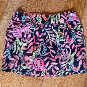 Neon and Navy Colorful Jungle and Leaf Print Lilly Pulitzer Skort Size M